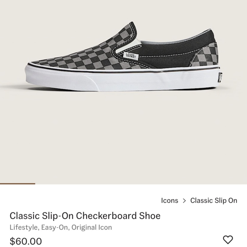 NIB Vans Slip-On Checkerboard Loafers - Black and Gray
